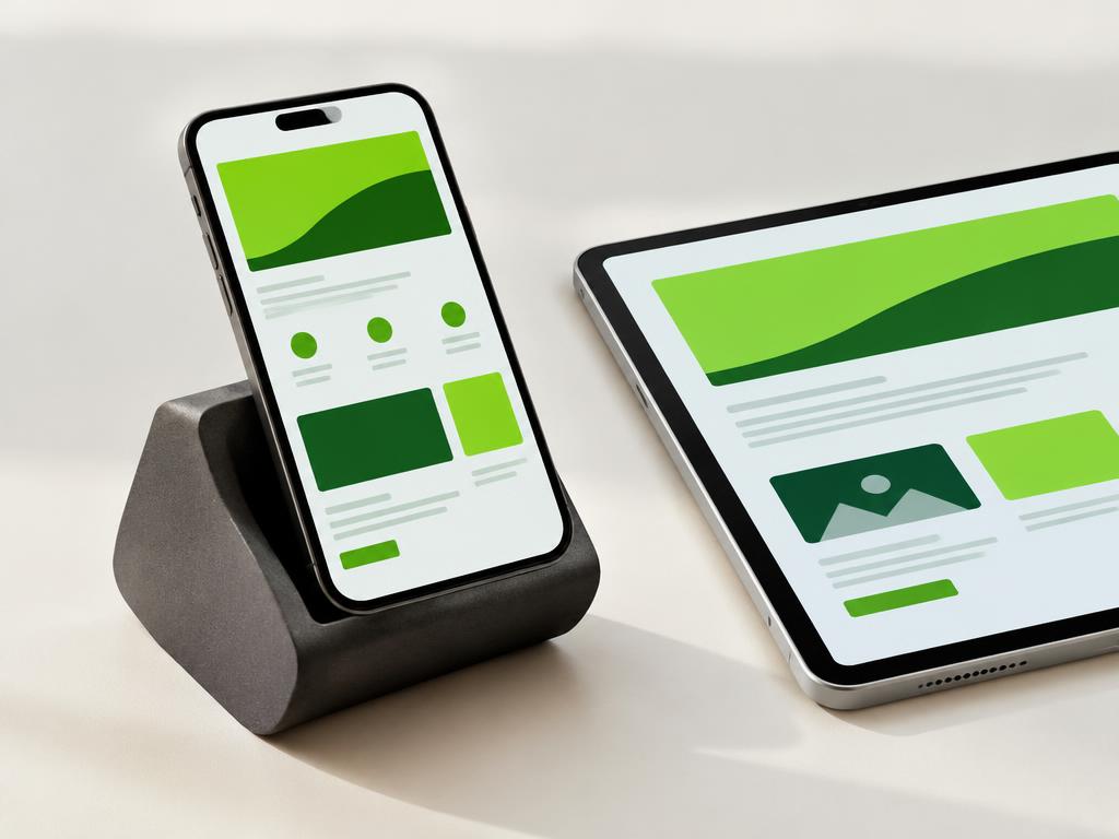 Responsive website layouts on a phone and tablet